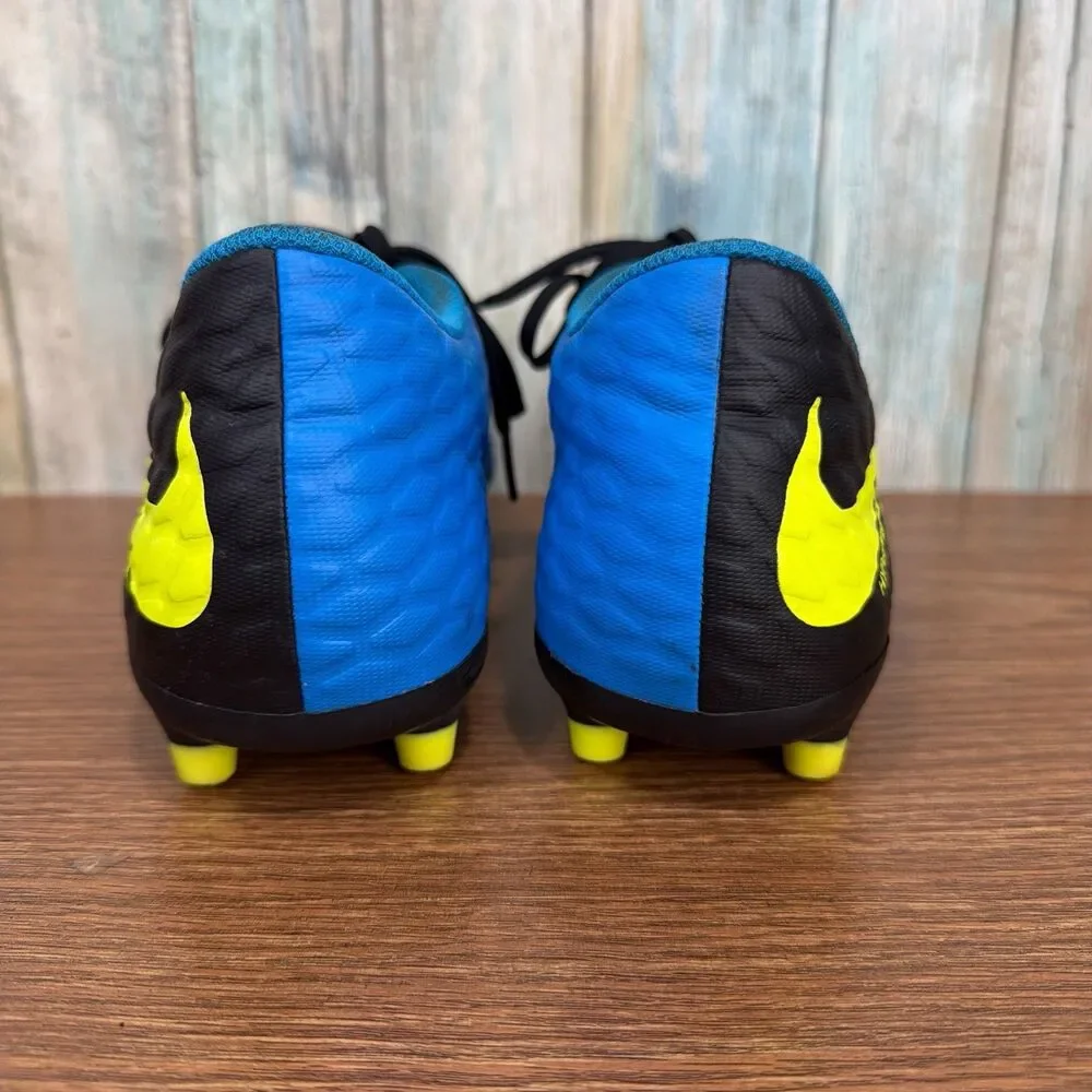 Nike Hypervenom Phade III FG Soccer Cleats Black Blue 852547-004 Mens Size 7.5